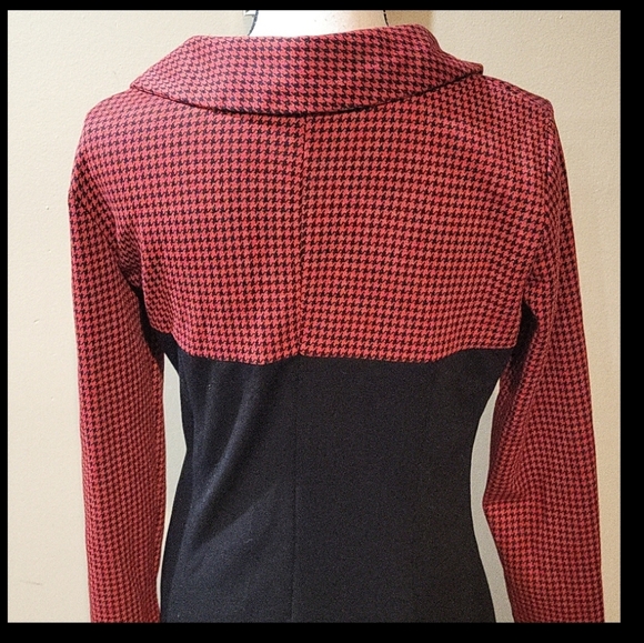 HOMEYEE Women's Retro Chic Colorblock Lapel Career Tunic Dress - Picture 9 of 14